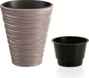 Kis homokszínű virágcserép betéttel, világosbarna 66850-1957