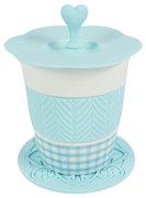 Porcelán bögre AQUELLE szilikon kiegészítőkkel 280 ml, kék