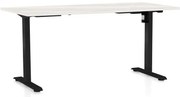 OfficeTech A állítható magasságú asztal, 160 x 80 cm, fekete alap, fehér kőris