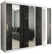 Ruhásszekrény 250 cm Marbelo P (matt fehér + fekete márvány). 1064531