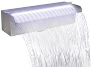 Négyszögletes rozsdamentes acél medence szökőkút LED fényekkel 30 cm