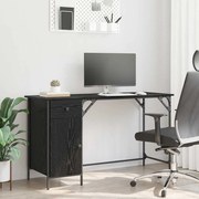 vidaXL Számítógépes asztal Fekete tölgy 131 x 48 x 75 cm Faanyag