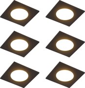6 darabos modern süllyesztett spotlámpa szett fekete LED-del, 3 lépésben dimmelhető IP65 - Simply
