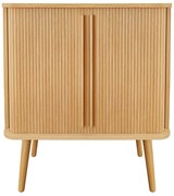 Natúr színű magas komód tolóajtóval, tölgyfa dekorral 83x95 cm Rove – Woodman