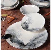 24 részes étkészlet fehér/fekete/porcelán