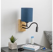 Brilagi - LED Fali lámpa NUBILA WOOD 1xE27/25W/230V+ LED/3W tölgy/sötét kék