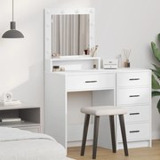 Sminktükör LED lámpákkal, Fehér, 50x41x135 cm