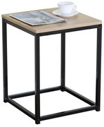 Intenso Home loft stílusú 40 x 40cm szögletes dohányzóasztal / éjjeli szekrény fém lábbal sonoma tölgy | Masszív fém váz