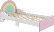 ZONEKIZ gyermekágy 3-6 éveseknek 143x74x66 cm-es szivárvány formájú fából készült gyermekágy modern hálószobai bútor 80 kg teherbírással Rózsaszín | A