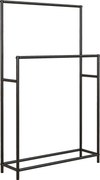 HOMCOM Törölközőtartó, Szabadonálló Törölközőtartó 2 Törölközőrúddal, Fürdőszoba Törölközőtartó, Fém, 66 x 20 x 110 cm, Fekete | Aosom
