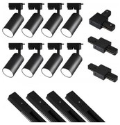 MAXLED Spotlámpa sínrendszerrel 8xGU10/25W/230V 4 m fekete MX0228