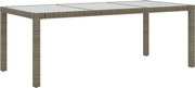 vidaXL szürke polyrattan és edzett üveg kerti asztal 190 x 90 x 75 cm