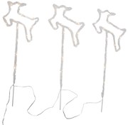 3 darabos karácsonyi reflektor szett fehér szarvas LED-del és időzítővel IP44 - Shika