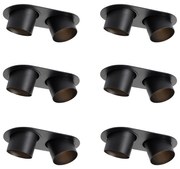 6 darabos süllyesztett spotlámpa készlet fekete GU10 70mm dönthető 2-lámpás - Installa