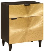 Éjjeli asztal Fekete és Arany 50 x 33 x 60 cm tömör mangófa