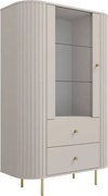 Lento vitrinszekrény 98 cm fiókokkal - homokbézs