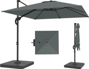 Outsunny alumínium karos napernyő Ø244 cm – kurbli, töltött súlylapok, vízlepergető, 360° forgatható, dönthető – kert/terasz | Aosom