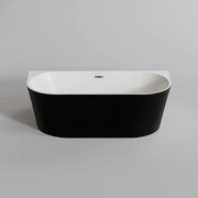 LANA félszabadon álló fürdőkád, fal mellé, fekete-fehér, 160x80x58 cm