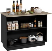HOMCOM Konyhai Sziget Konyhai Kocsi 2 Nyitott Polccal, 2 Ajtóval és Állítható Polcokkal Modern Stílusban, 100 kg Teherbírás, 105x60x82 cm, Fekete és T
