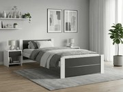 IKAROS DOUBLE ágy 90 x 200 cm, antracit/fehér Ágyrács: Lamellás ágyrács, Matrac: Coco Maxi 20 cm matrac