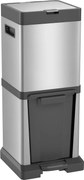 HOMCOM kétrekeszes pedálos szemetes 20 L + 14 L — rozsdamentes acél, puha záródás, kivehető vödrök, ezüst (32,5 x 31,5 x 78 cm) | Aosom