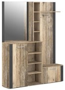 Előszobafal tükörrel KEVIN, barna/fekete