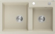 Mexen Tomas gránit mosogatók 2 rekeszes, 800 x 500 mm, bézs, króm szifon - 6516802000-69