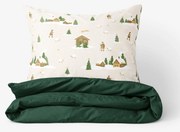 Goldea karácsonyi pamut ágyneműhuzat duo - karácsonyi dalok, sötétzöld hátoldal 140 x 200 és 70 x 90 cm