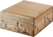 FLOWER BOX mangófa tárolódoboz virág mintával 17 x 17cm
