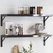 4 db fekete rozsdamentes acél polctartó 23,5x2,5x15,5 cm