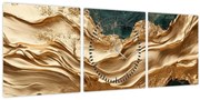 Kép - Zöld absztrakció arannyal II. (órával) (90x30 cm)