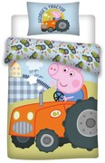 Peppa malac George&#039;s Tractor gyerek, ovis ágyneműhuzat 100×135cm, 40×60 cm