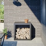 antracitszürke acél tűzifatároló 60 x 40 x 60 cm