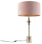 Art Deco asztali lámpa arany bársony búrával, rózsaszín, 50 cm - Diverso