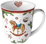 Karácsonyi hintalovas porcelán bögre Christmas Toys