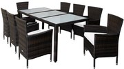 Casaria® Berlin 1+8 polyrattan kerti bútor szett - barna