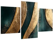 Kép - Zöld absztrakció arannyal I. (90x60 cm)