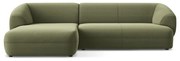 Zöld bársony sarokkanapé (bal oldali) Moana – Makamii
