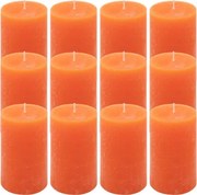 Gyertyakészlet rusztikus 12 db magasság 11,5 cm narancssárga