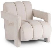 Designer Fotel Krém Bouclé Kárpittal. BENDER