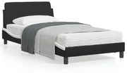 fekete és fehér műbőr ágykeret Dover 100x200 cm