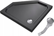 Zuhanytálca Ötszögletű 80x80 Slim Alacsony 5 CM Fekete Szifon