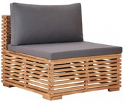 tömör tíkfa középső kerti kanapé szürke párnával