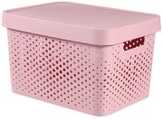 Curver Infinity Dots doboz 17L fedéllel rózsaszín
