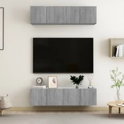 4 db szürke sonoma színű szerelt fa fali TV-szekrény 60x30x30cm