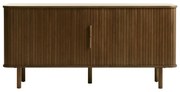 Barna alacsony komód tolóajtóval, tölgyfa dekorral 76x160 cm Cavo – Unique Furniture