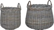 vidaXL Virágkosár tárolóval 2 pcs Szürke Lacak Fonott