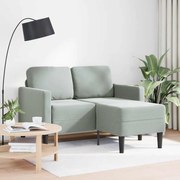 világosszürke bársony 2 üléses kanapé L-alakú kanapéval 125 cm