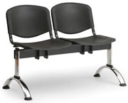 ISO II műanyag pad, 2 üléses - króm lábak, fekete