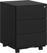 Mobil iratszekrény, zárható guruló konténer 3 fiókkal, matt fekete
